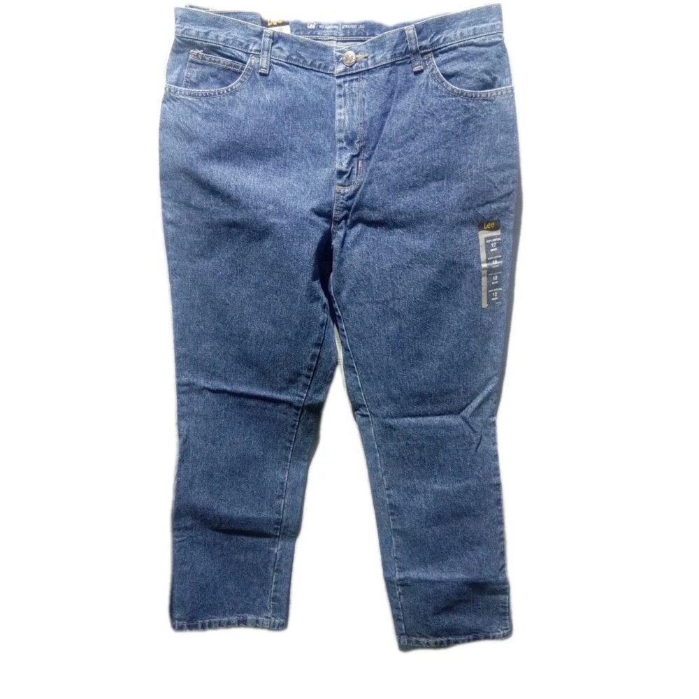 LEE Women's Relaxed Fit 100% Cotton Straight Leg Livia Blue Jeans size 12 SHORT